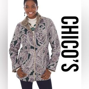 Chico’s Reversible Paisley-Faux-Fur Jacket